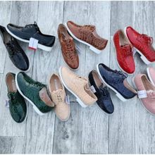 外贸原单 英伦风时尚潮款女鞋拼色系带舒适平地鞋