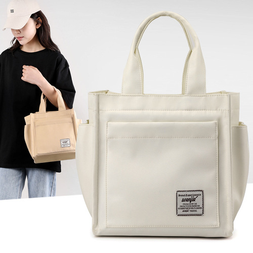 Japanese-style multi-compartment large-capacity water bottle holder bento bag tote lunch box bag backpack for office canvas single shoulder bag for women