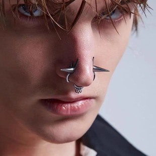 European and American punk style dark punch-free niche design in cold wind nose ring can wear nose ornaments without punching