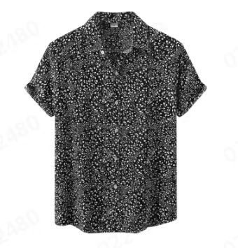 Comercio exterior transfronterizo de los hombres primavera europea y americana nueva solapa impresa en 3D manga corta a rayas retro camisa casual hombres al por mayor