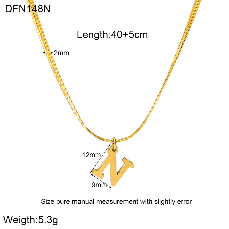 304 Stainless Steel 18K Gold Plated Simple Style Polishing Letter Pendant Necklace display picture 16