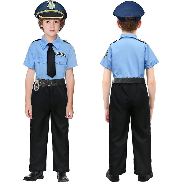 Halloween Children's Police Costumes Cross-Border Role-Playing Costumes for Men and Women with Toy Accessories