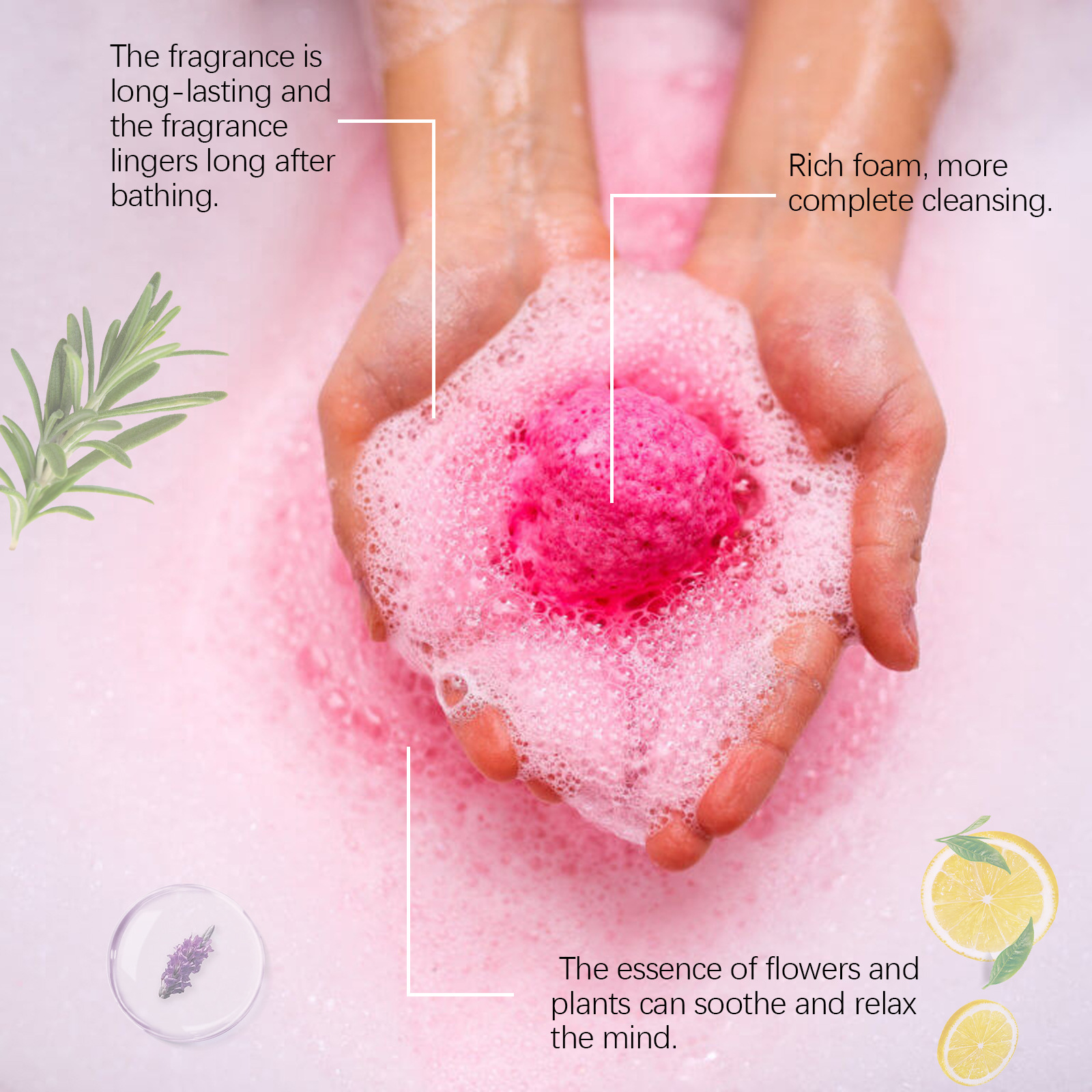 Boule de douche aromatique, parfum de bain aux fleurs botaniques nettoyant et hydratant pour le corps Boule de bain aromatique colorée_voghion.com