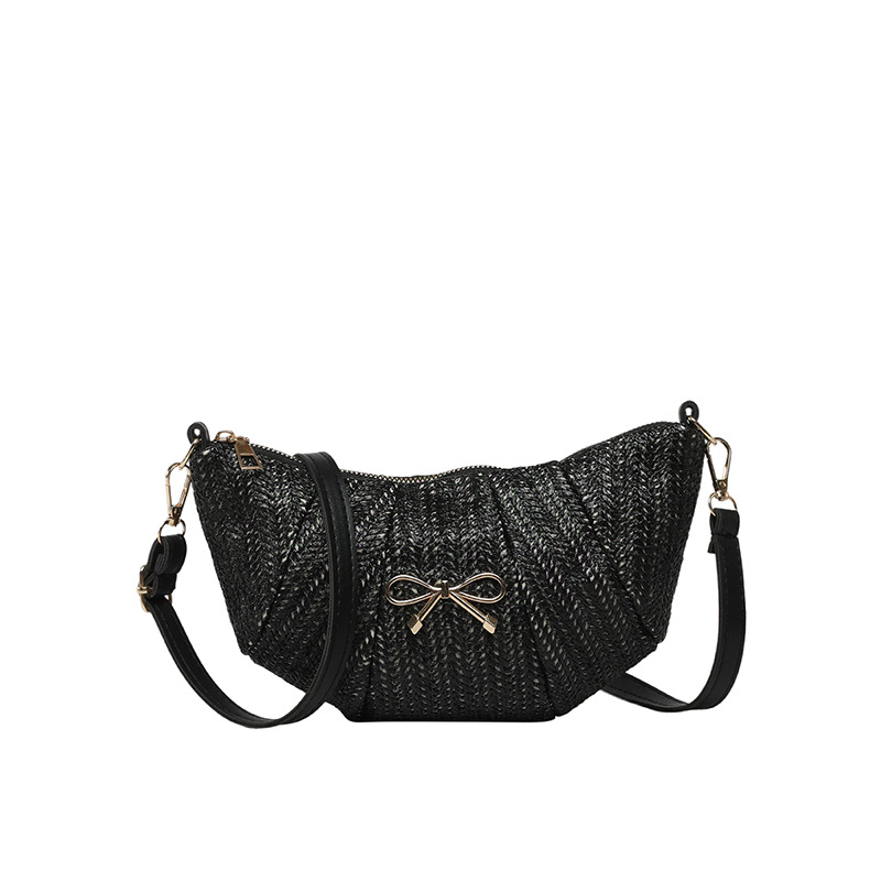 Bolsos tejidos de diseño de nicho para mujer 2025 verano nueva textura comercio exterior casual moda un hombro axila bolsa de bola de masa