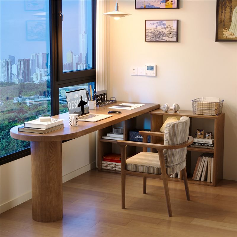 Student Study Desk L-Shaped Solid Wood Corner Desk Simple Desk Integrated Bedroom Cabinet-Type Office Computer Desk Reading