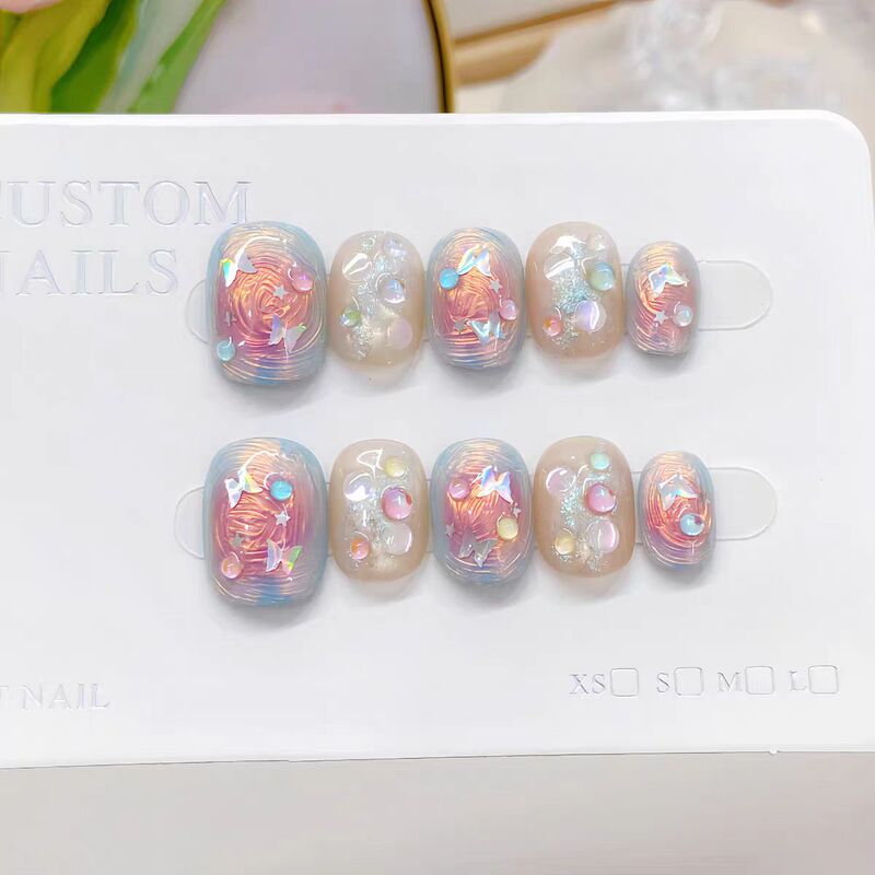 Hand-Painted Manicure, Handmade Butterfly Wearable Nail Crystal Streamer Style, Light Luxury, High-End Hot Style, Wholesale Removable