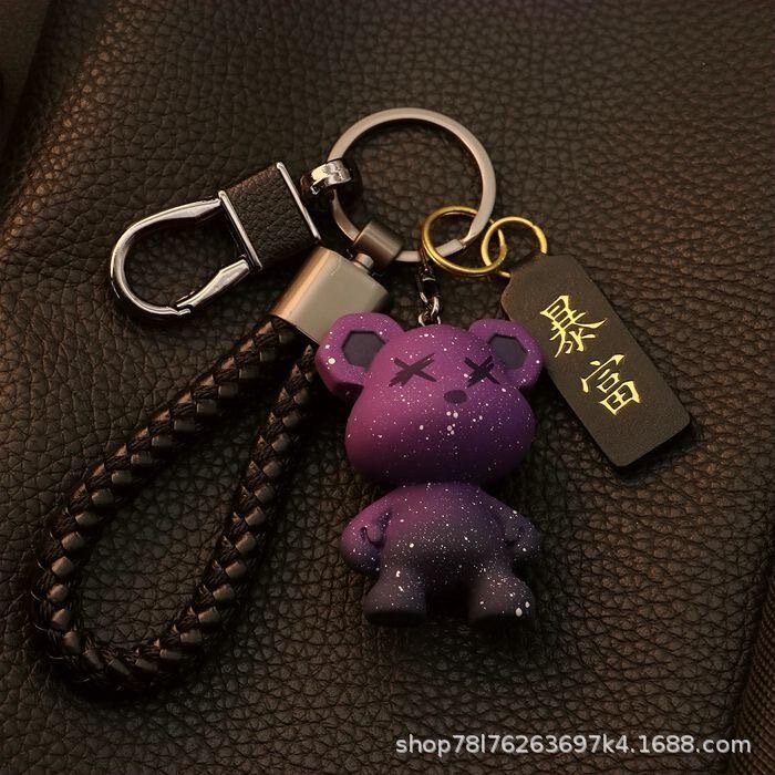 High-grade anti-drop durable bear men's and women's key chain couple cartoon cute starry sky car key chain pendant key