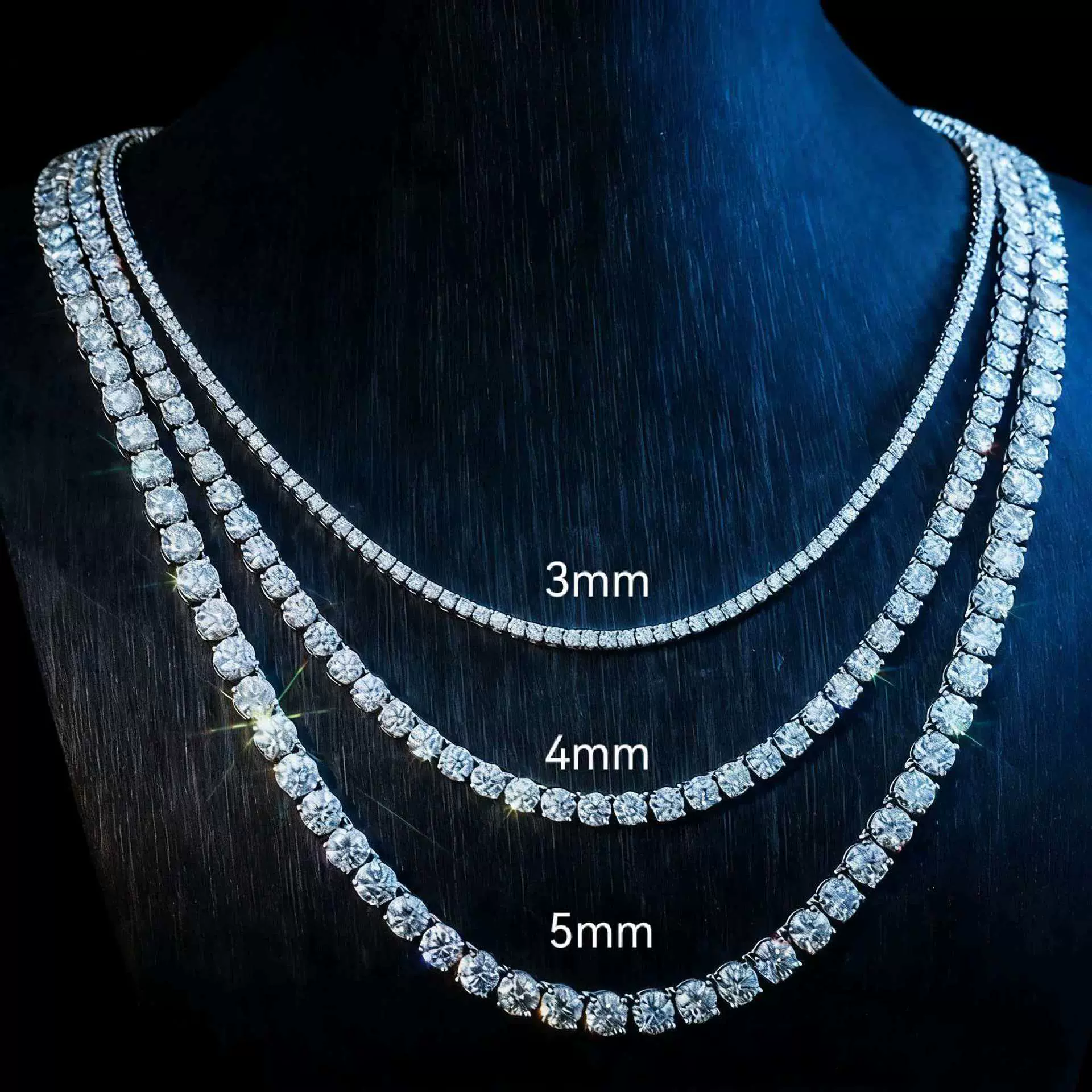 男士嘻哈3 4 5mm合金网球项链欧美爆款简约朋克线条项链高级项饰