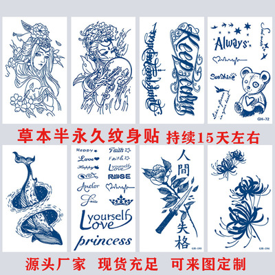 fruit juice Tattoo stickers Cartoon animal waterproof Tattoo Herb Permanent Tattoo Sticker Can be set