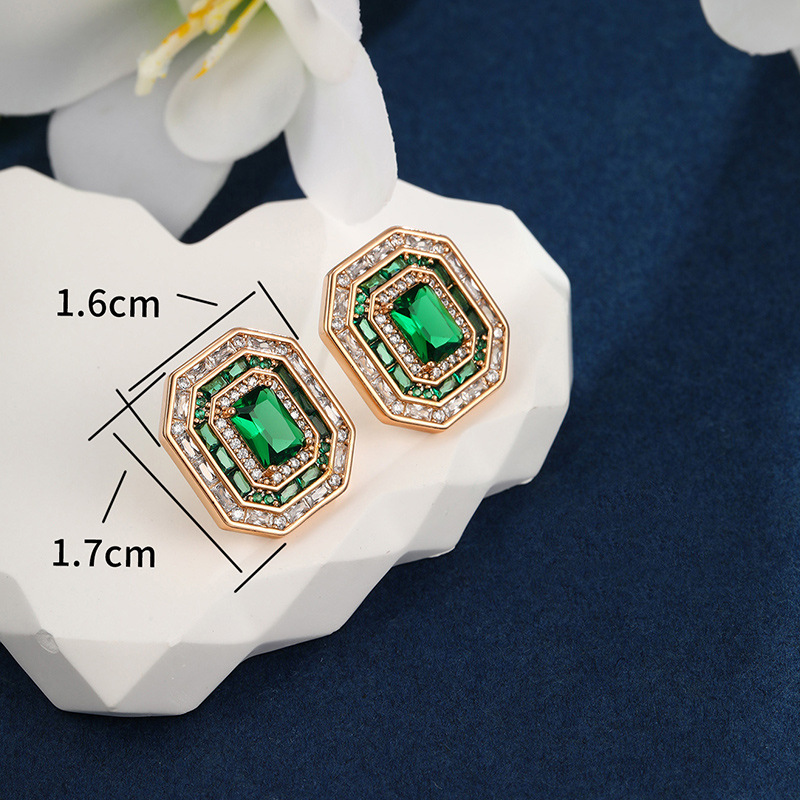Xuping joyería de moda transfronteriza color artificial gemas pendientes rectangulares pendientes nicho de alta calidad temperamento pendientes