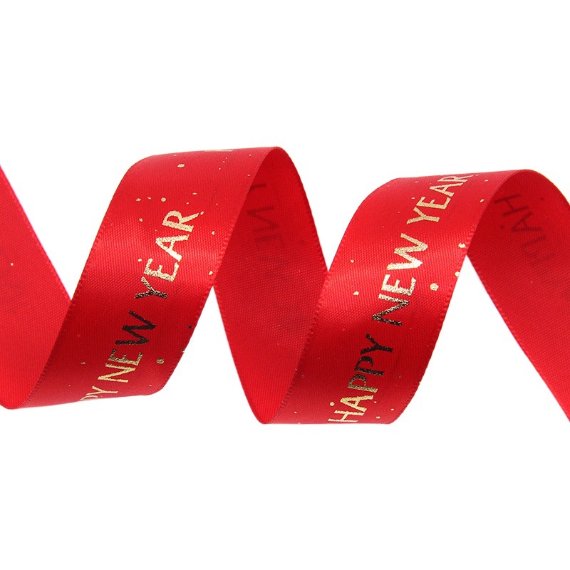 2,5 cm cinta de Año Nuevo rojo Feliz Año Nuevo 2024 Año Nuevo cinta bronceado logo cinturón de poliéster