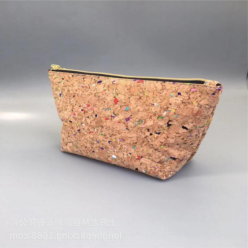 Designer Original Fine-grained Cork Cosmetic Bag, Environmentally Friendly Water Pine Storage Bag, Wood Grain PU Toiletry Bag, Clutch Bag
