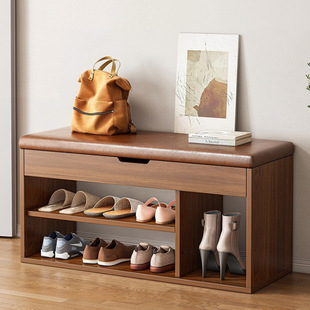 Entryway Shoe Cabinet with Integrated Soft Cushion Seat, Shoe Rack, Shoe-Changing Bench, Home Entrance Sitting Shoe Bench, Entryway Bench