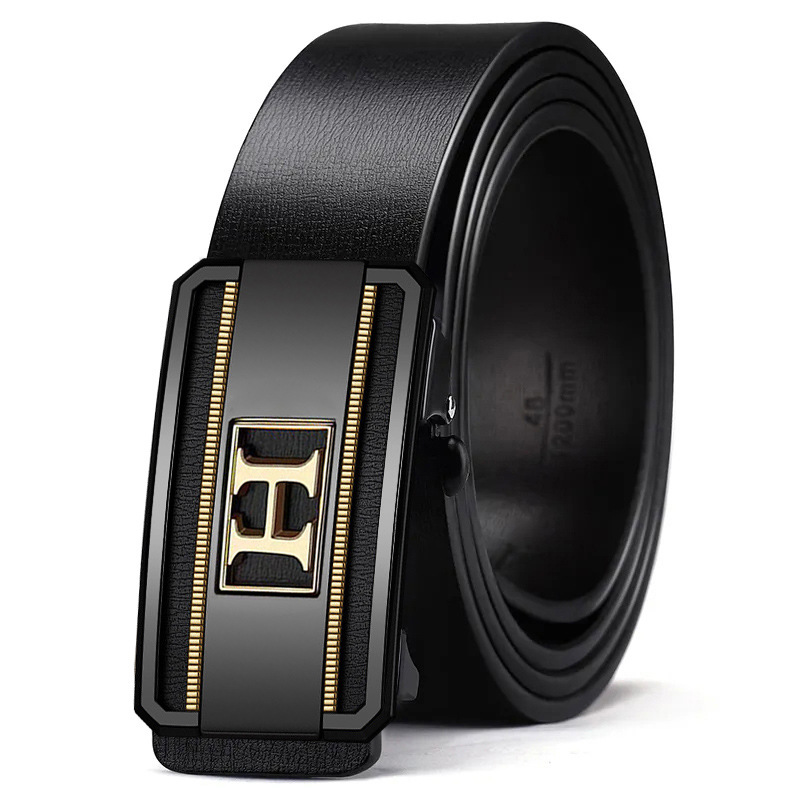 Transfronterizo Amazon Cinturón Hombres mejorado hebilla automática de dos capas Cinturón de piel de vaca de moda todo partido clásico pantalones cinturón hombres