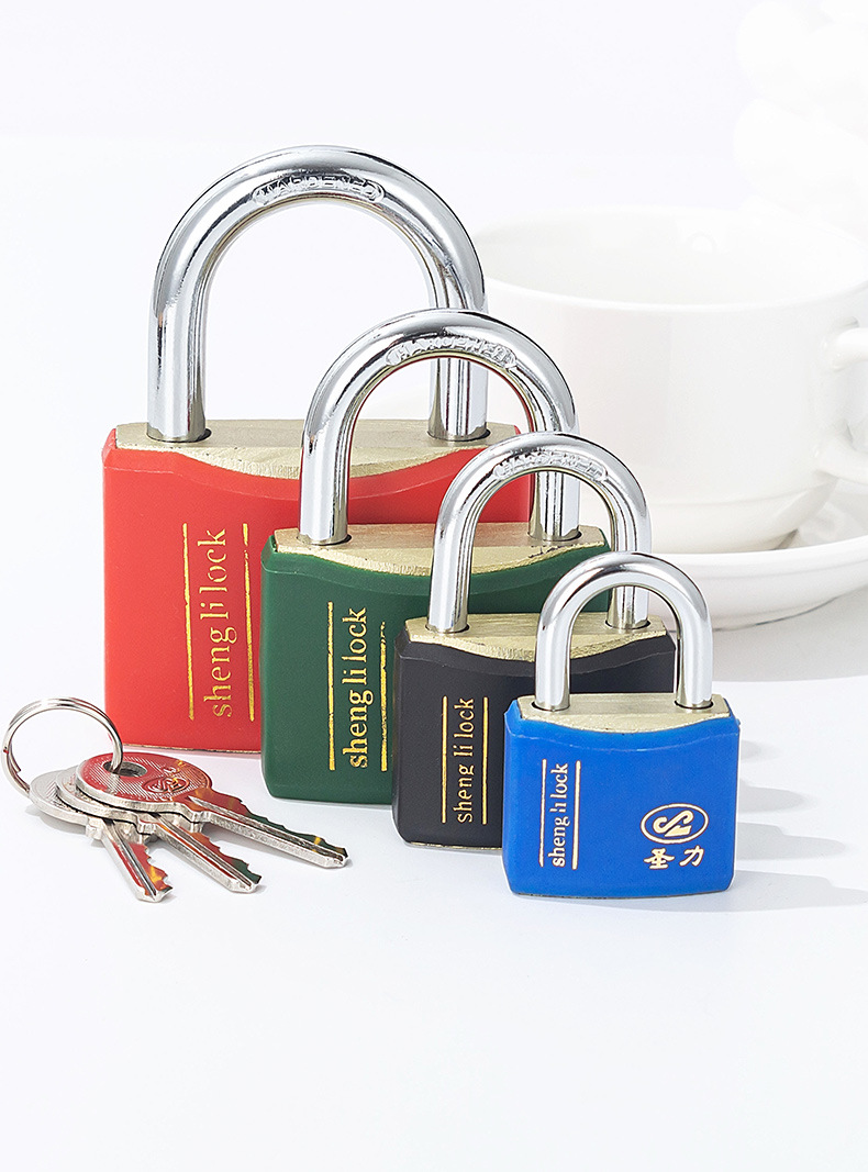 Factory direct supply of Shengli brand arc-shaped rubber-coated locks, multi-color copper core locks, cabinet locks, door locks, and customizable brand casing iron padlocks pic 15
