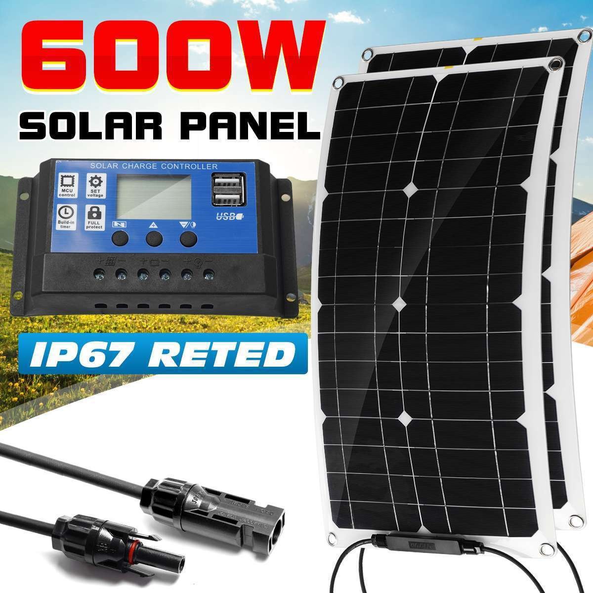 25W-300W Flexible Solar Panel Kit Outdoor RV Boat Solar Panel Power Generation
