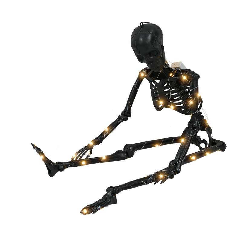 Esqueleto de Halloween 90cm modelo de esqueleto humano de simulación negra casa embrujada escenario de diseño de props