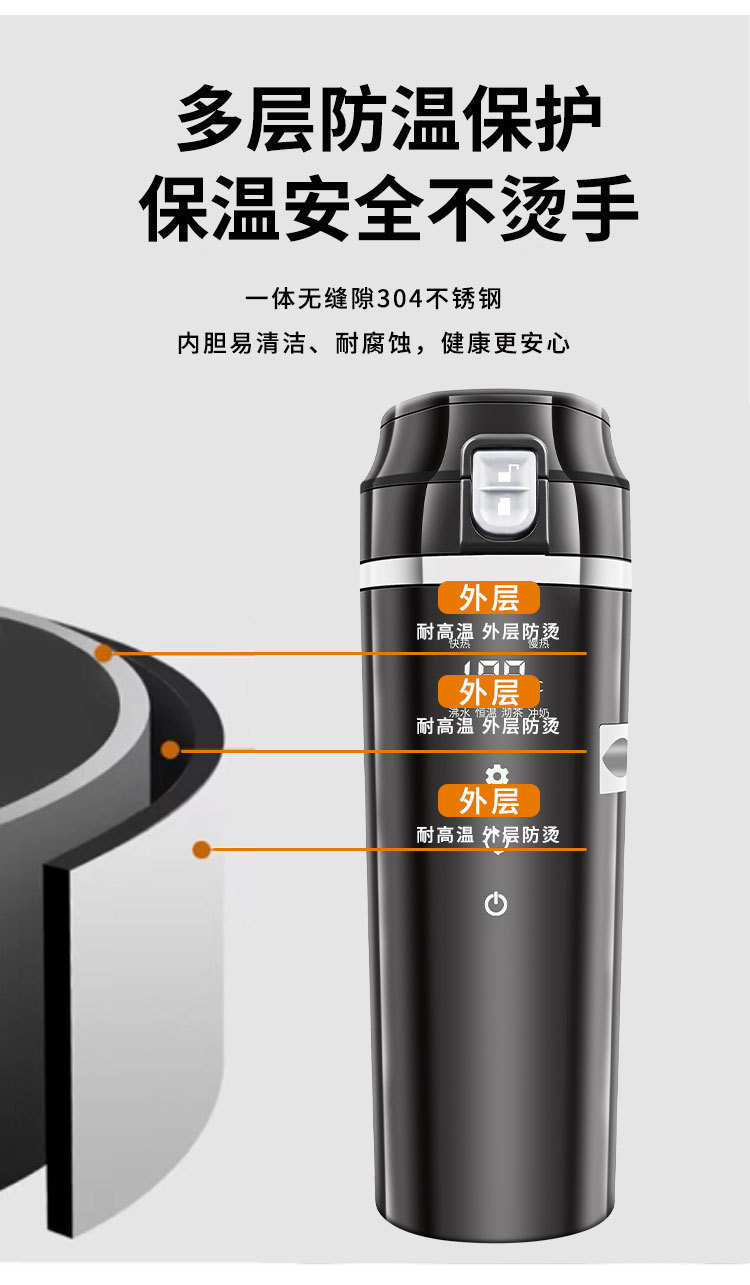 Cross-Border Car Water Kettle 12V24V Universal Electric Heating Water Kettle Car Heating Cup Car Home Dual-Purpose Water Kettle