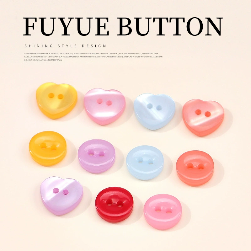 Перламутровые пуговицы в форме сердца, двухглазые пуговицы для рубашек из смолы, универсальные милые пуговицы для детской одежды ручной работы своими руками, оптом от производителей