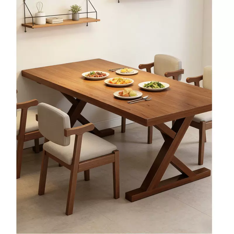 长方形餐桌家用客厅新款简约大板桌休闲办公桌餐饮商用餐桌椅组合