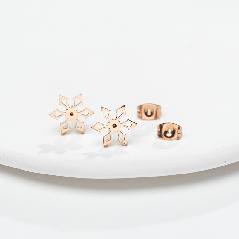 Simple Style Snowflake Stainless Steel Ear Studs Plating No Inlaid Stainless Steel Earrings display picture 6