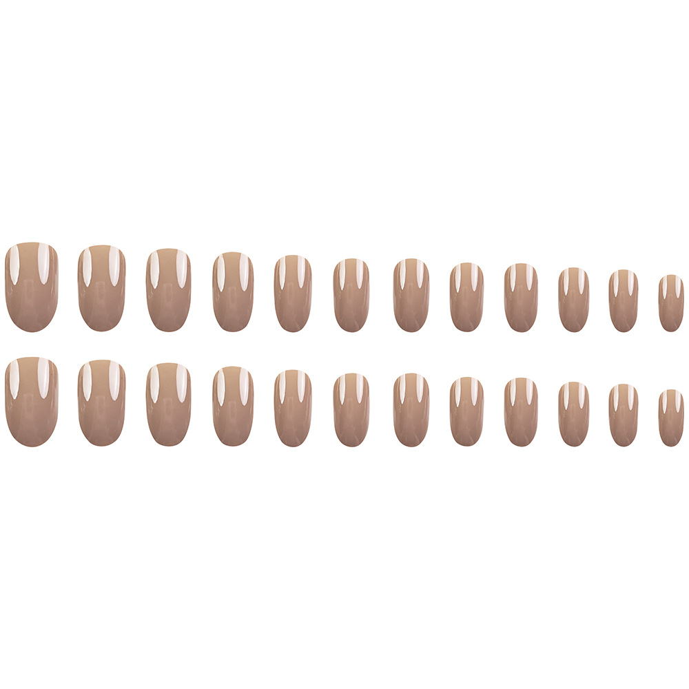Redonda cabeza de té de leche color desnudo color sólido parche de uñas falsas 24 piezas para usar parche de uñas de uñas más vendidas transfronterizas al por mayor