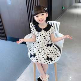 女童连衣裙夏季2025新款女宝宝夏装小童娃娃领飞袖公主裙儿童裙子