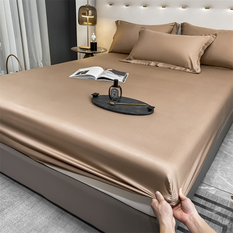 Cool Sensación de la cama de seda de hielo de una sola pieza para dormir desnudo de verano Cubierta de colchón de tres piezas Cubierta de la cama con todo incluido