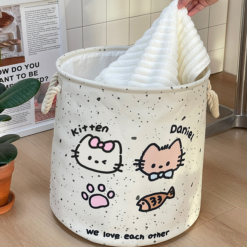 Nueva canasta de ropa sucia de gato lindo de gran capacidad, canasta de almacenamiento de ropa de baño, cubo de almacenamiento de peluche plegable para el hogar