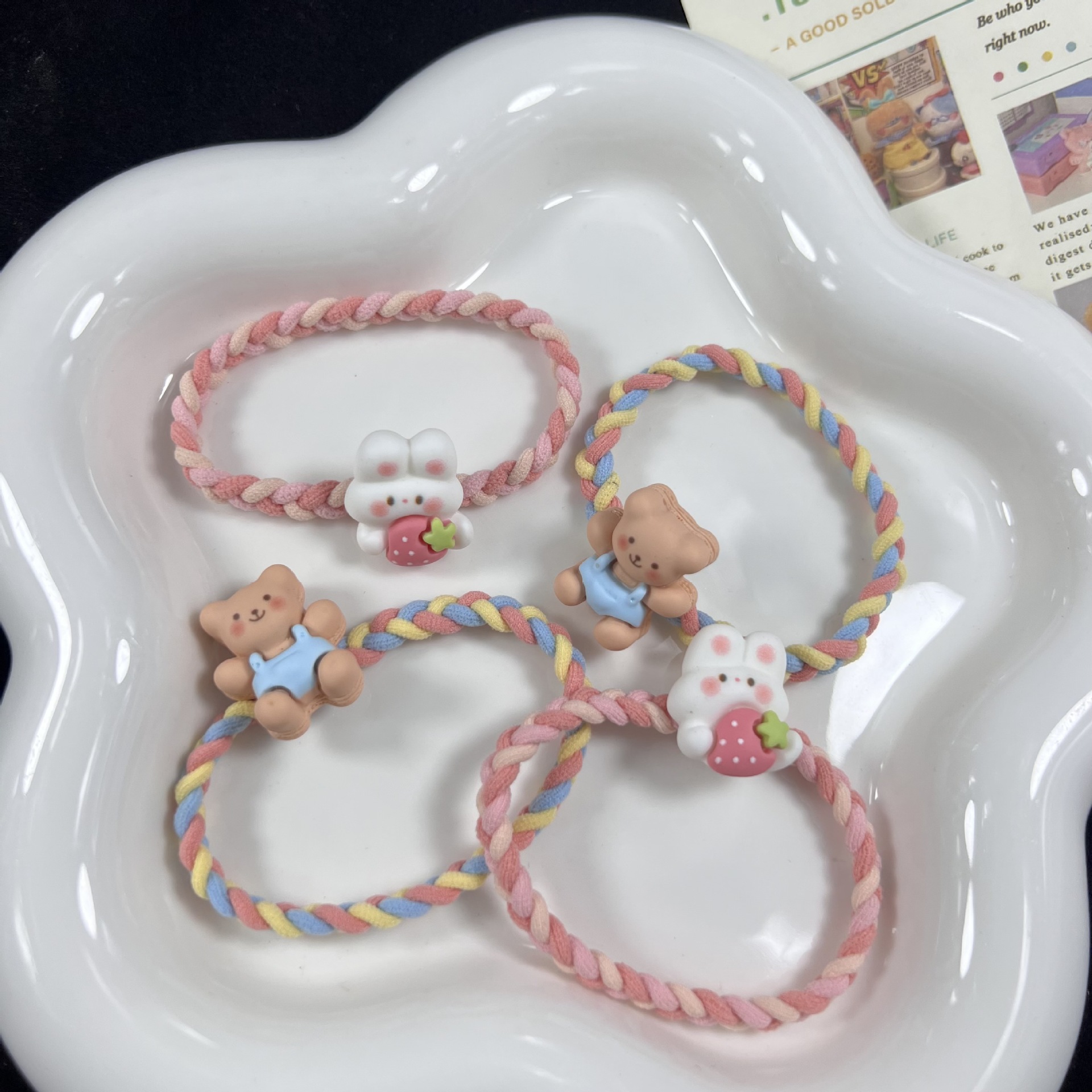 ins可愛小兔子小熊編織發繩韓國甜美少女心學生扎頭髮皮筋髮飾女