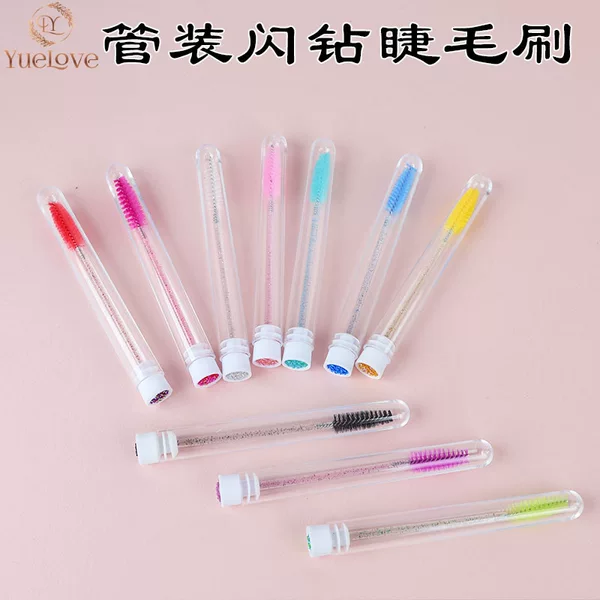 Yl Manufacturer Cross-Border Tube-Packed Eyelash Brush with Crystal Handle Spiral Eyelash Comb Eyebrow Brush Portable Eyelash Curling Brush