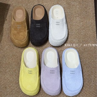 Casual Versatile Long Plush Closed-Toe Slippers 2025 New Four-Season Women's Outdoor Birkenstock Slip-On Lazy Shoes