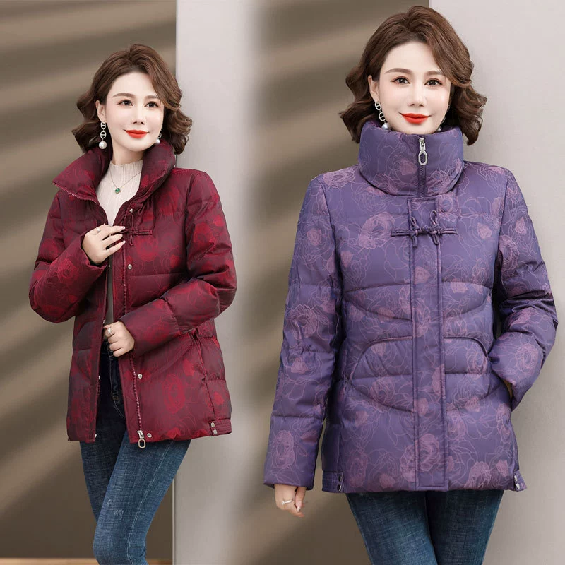 2023 Зимний Новый пуховик с бабушкой и утиной, женский, 60 лет, 70 лет, старая мать, носит пальто с воротником-стойкой
