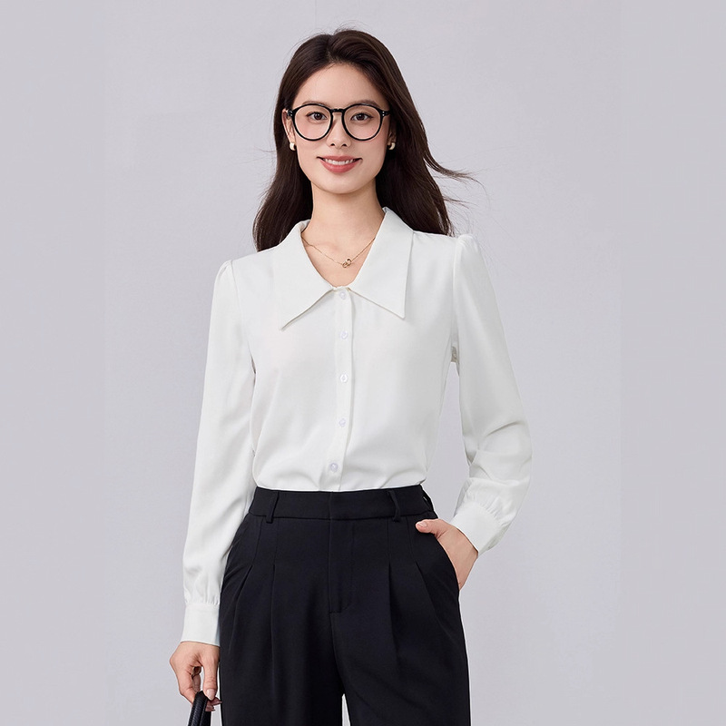 White Shirt Women's 2025 New Autum College Student Interview Formal Top Workplace Formal Wear Shirt Suit