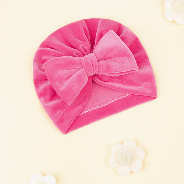 Sombreros Cálidos Para Niños De Otoño E Invierno Para Bebés Y Niños Pequeños Gorros De Franela Bowknot De Color Sólido Engrosados 8 Colores display picture 2