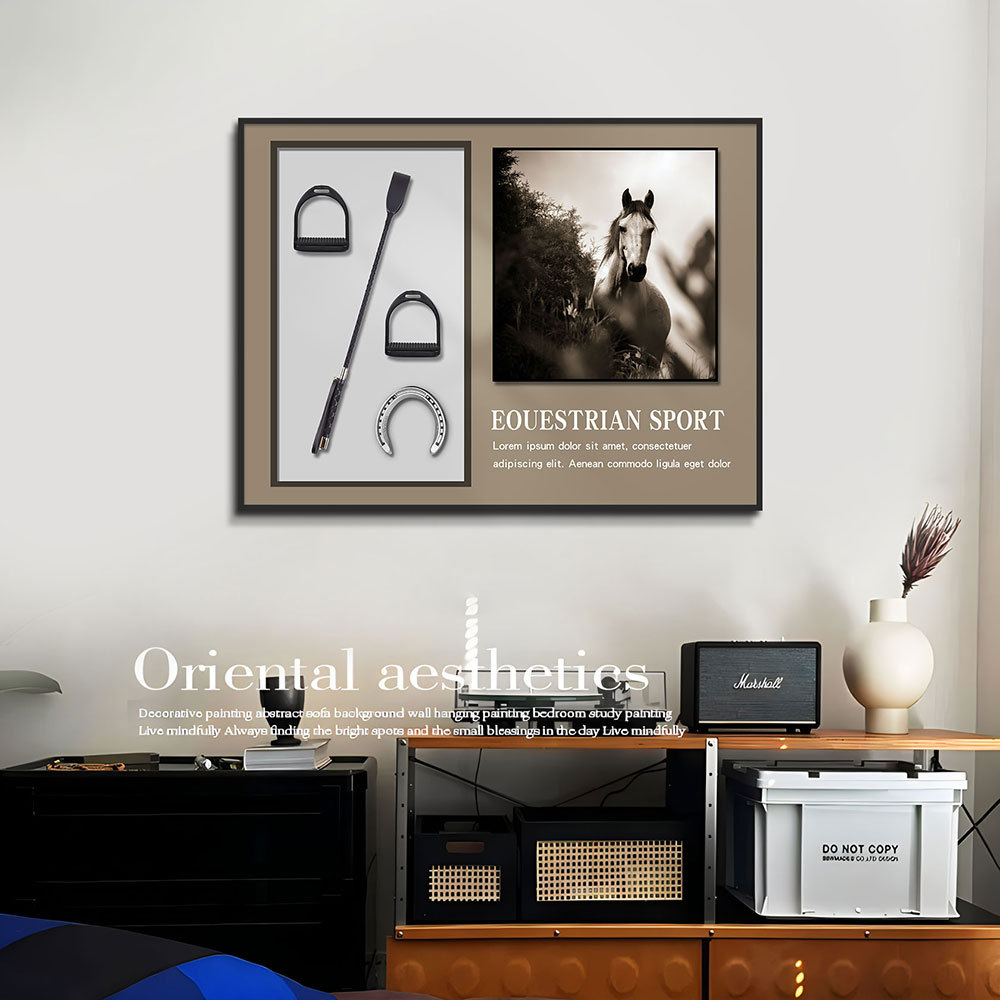 Instalación física tridimensional, pintura colgante, sala de modelos, entrada, pintura decorativa, sala de estar, mural retro europeo, arte creativo ecuestre