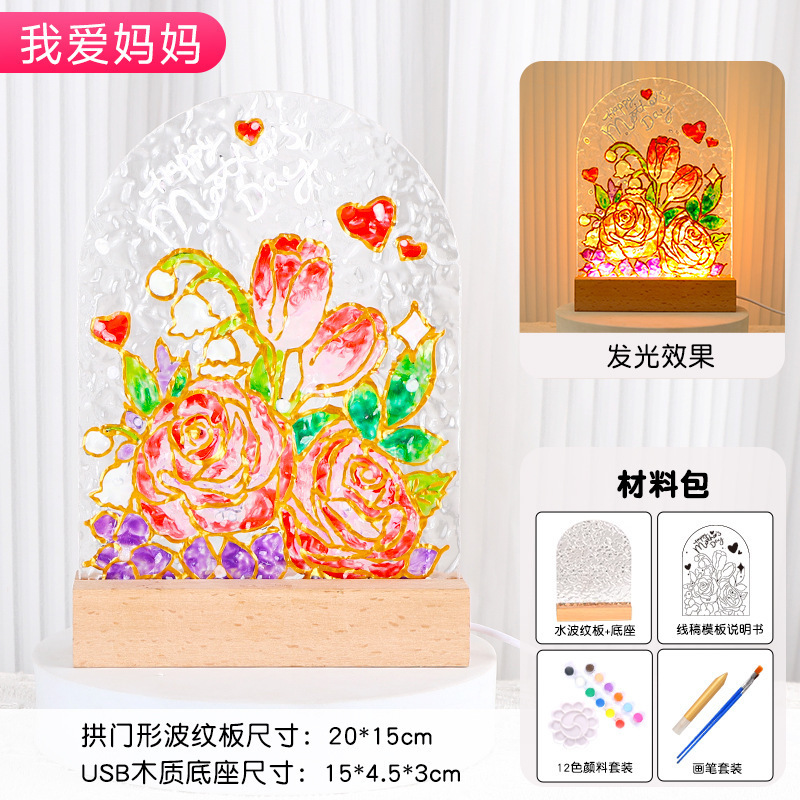 建国記念日手作りDIYガラス絵画ナイトライト手描き素材パッケージ愛国テーマイベント絵画クリエイティブギフト|undefined