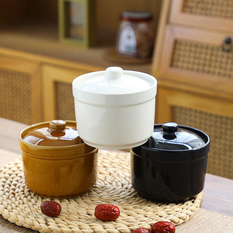 Taza de estofado de olla de barro guisada recta en agua, olla de estofado de una persona, olla de sopa con tapa, shaxian snack, nido de pájaro, olla de sopa hirviendo de cerámica