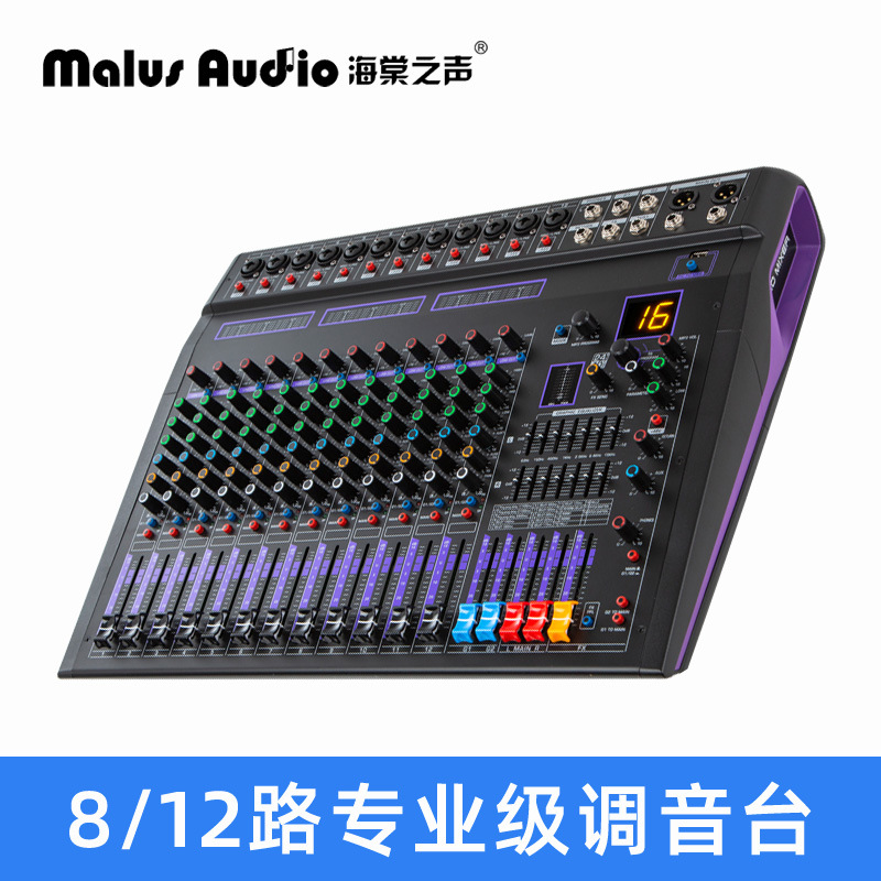 Etapa mezclador profesional de 8 vías de 12 vías de rendimiento USB con Bluetooth Home Band grabación reverb mezclador digital