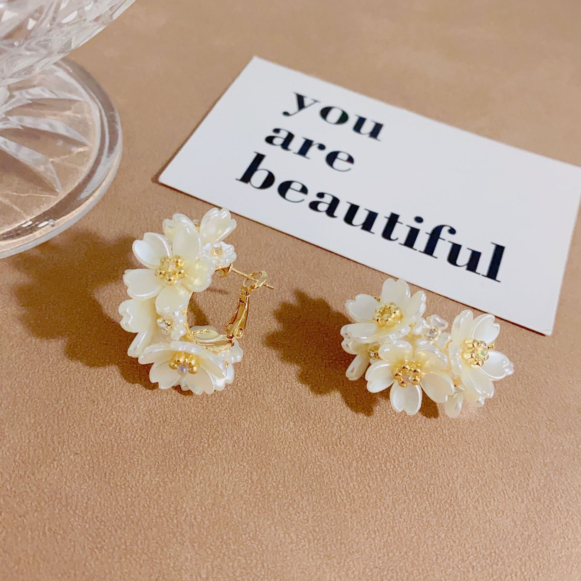 1 Par Estilo Ig Estilo Coreano Flor Enchapado Cobre Pendientes display picture 5