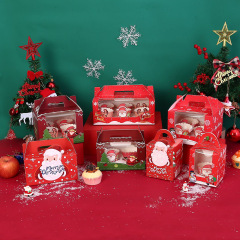 Christmas cupcake box 1/2/4/6 portable muffin cup packaging box Christmas Eve apple gift box wholesale