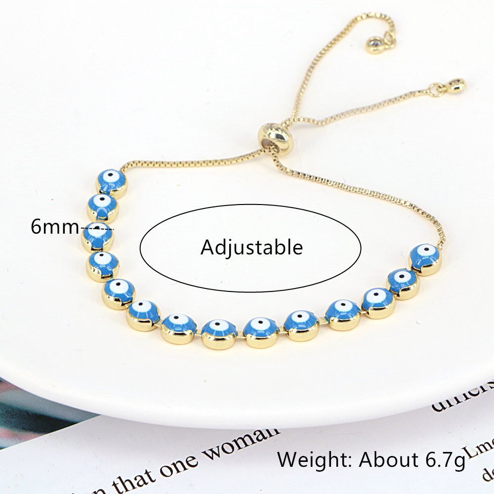 Bohemian melange Demon Eye Ladies Copper Bracelet Ethnic Adjustable Bracelet Hand Jewelry