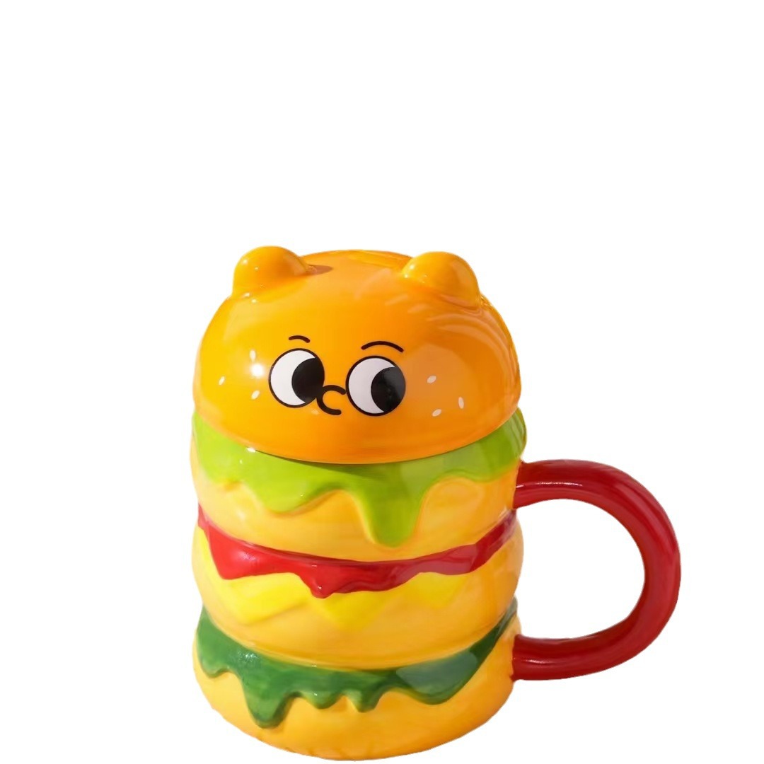 Creativo Big Mac oso hamburguesa taza regalo personalizado Taza de agua cerámica lindo Oficina taza divertida