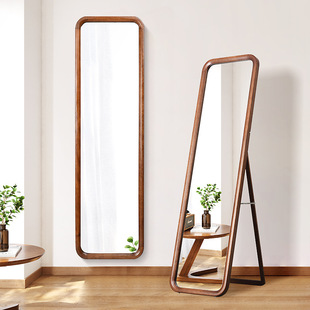 Solid Wood Full-length Mirror Floor Mirror Home Bedroom Fitting Mirror Wall-mounted Dressed Mirror Ins-style Simple Large Mirror