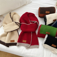 双色加长日系围巾女冬季保暖毛线针织围脖学生韩版男情侣款百搭