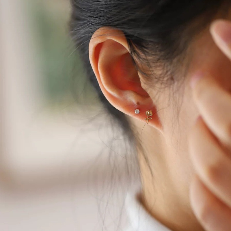 Women's Gender 1 Pair 925 Sterling Silver 925 Sterling Silver Earrings Rose Ear Studs