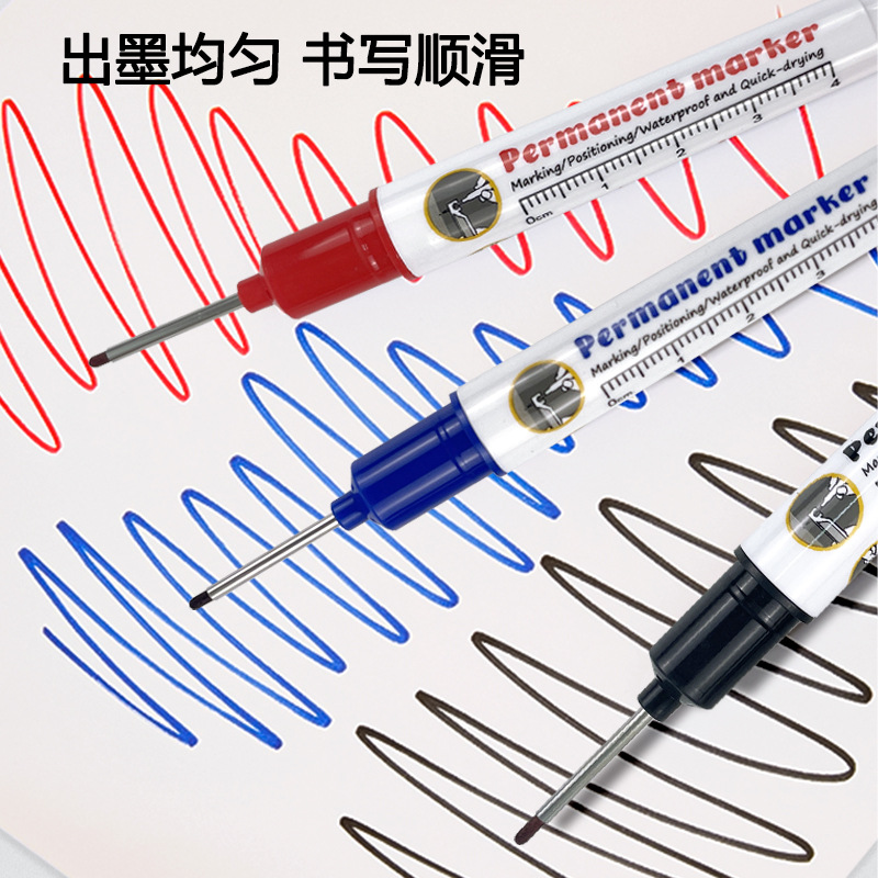 Doble cabeza de marcador de cabeza larga lápiz de marca impermeable de secado rápido lápiz de marca especial de carpintería 20mm lápiz de marca de cabeza larga en stock
