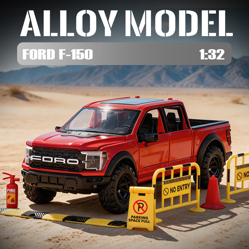 Zhongyuanxing 1/32 Alloy F150 Raptor Pickup Truck Model Pull-Back Sound and Light Toy Simulation Off-Road Transport Vehicle