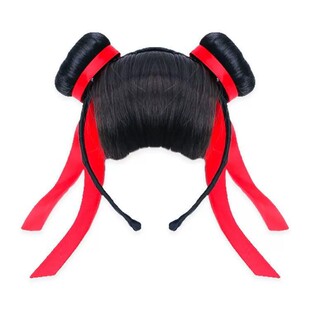 Nezha magic child descend from the world with red ribbon bangs wig headband children's wig headband bangs shape