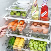 Холодильная выдвижная коробка для хранения, прозрачный пластиковый ящик, сетки 4/8 ячеек, 32×22×11,5 см